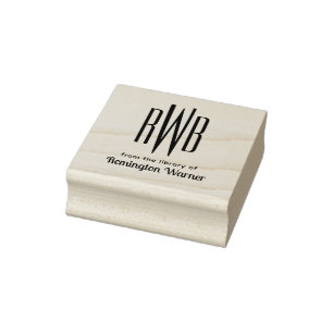 Eenvoudige Elegante 3 Initiaal #8D2 Bibliotheek Bo Rubberstempel