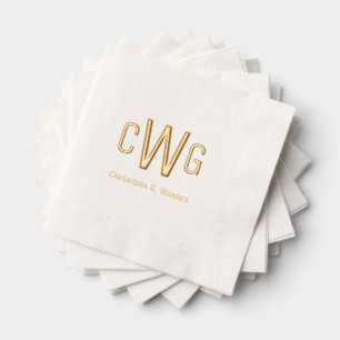 Eenvoudige Elegante 3 Initiaal Letter Monogram #1 Folie Servetten