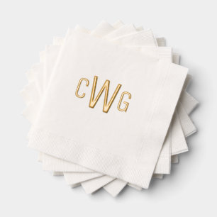 Eenvoudige Elegante 3 Initiaal Letter Monogram #1 Folie Servetten