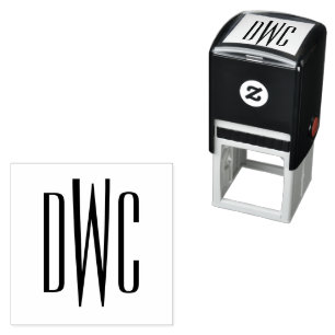 Eenvoudige Elegante 3 Initiaal Letter Monogram #8  Zelfinktende Stempel