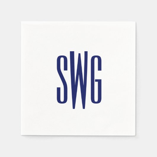 Eenvoudige Elegante 3 Initiaal Letter Monogram #8B Servet (Voorkant)