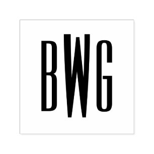 Eenvoudige Elegante 3 Initiaal Letter Monogram #8B Zelfinktende Stempel