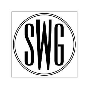 Eenvoudige Elegante 3 Initiaal Letter Monogram #8B Zelfinktende Stempel