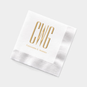 Eenvoudige Elegante 3 Initiaal Letter Monogram #8D Folie Servetten