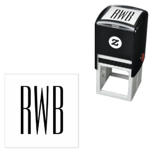 Eenvoudige Elegante 3 Initiaal Letter Monogram #8D Zelfinktende Stempel