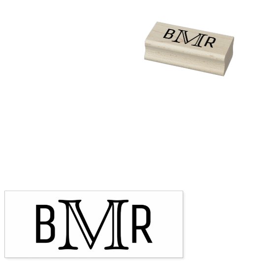 Eenvoudige Elegante 3 Initiaal Letter Monogram MF  Rubberstempel (Gestempeld)
