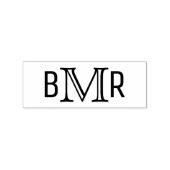 Eenvoudige Elegante 3 Initiaal Letter Monogram MF Rubberstempel (Afrduk)