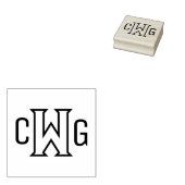 Eenvoudige Elegante 3 Initiaal Letter Monogram MF  Rubberstempel (Gestempeld)