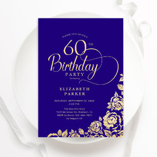 Eenvoudige elegante 60e verjaardag Paarse gouden R Kaart