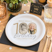 Eenvoudige Elegante Aangepaste Foto 100ste Verjaar