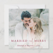 Eenvoudige elegante aangepaste foto Pas getrouwd k Feestdagenkaart (Voorkant)