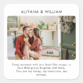 Eenvoudige Elegante Aangepaste Foto van Koppel Vierkante Sticker (Voorkant)