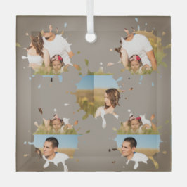 Eenvoudige, elegante, aangepaste fotocollage glas ornament