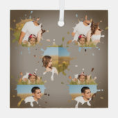Eenvoudige, elegante, aangepaste fotocollage glas ornament (Achterkant)