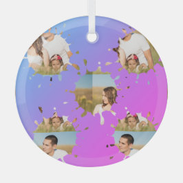 Eenvoudige, elegante, aangepaste fotocollage glas ornament