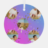 Eenvoudige, elegante, aangepaste fotocollage glas ornament (Achterkant)