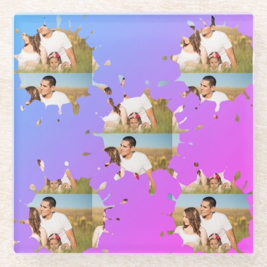 Eenvoudige, elegante, aangepaste fotocollage glazen onderzetter (Voorkant)
