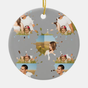 Eenvoudige, elegante, aangepaste fotocollage keramisch ornament
