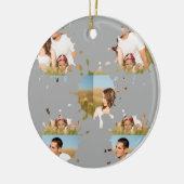 Eenvoudige, elegante, aangepaste fotocollage keramisch ornament (Links)