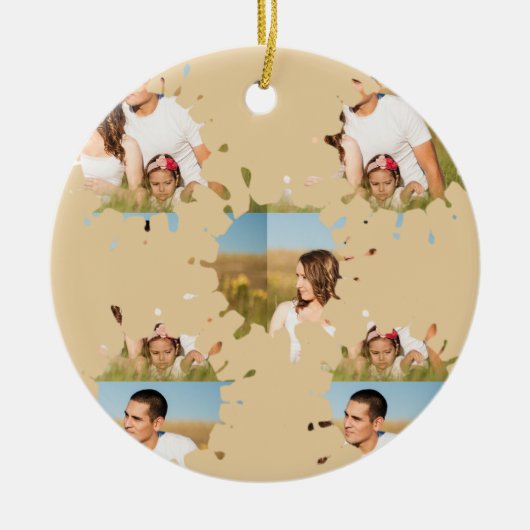 Eenvoudige, elegante, aangepaste fotocollage keramisch ornament (Voorkant)