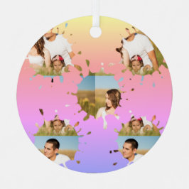Eenvoudige, elegante, aangepaste fotocollage metalen ornament