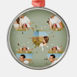 Eenvoudige, elegante, aangepaste fotocollage metalen ornament