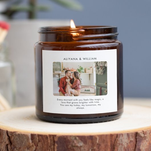 Eenvoudige Elegante Aangepaste Koppel Foto Vierkante Sticker