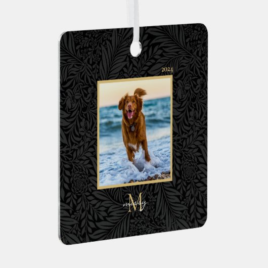 Eenvoudige Elegante Aangepaste Naam van het huisdi Metalen Ornament (Voorkant Rechts)