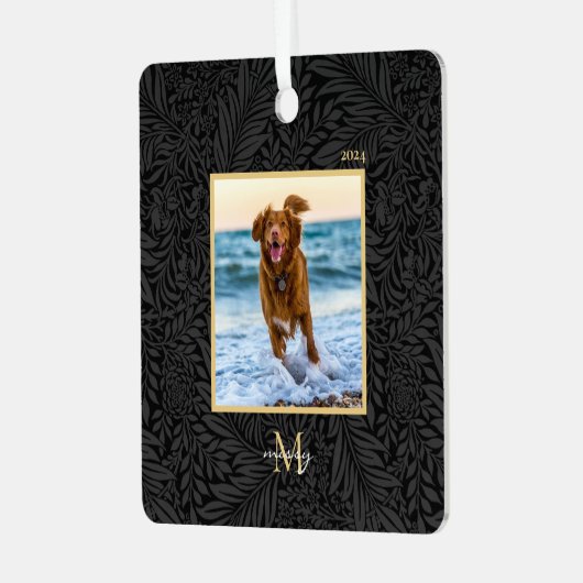 Eenvoudige Elegante Aangepaste Naam van het huisdi Metalen Ornament (Voorkant links)