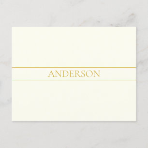 Eenvoudige Elegante Aanpasbare Tekst Goud Wit Briefkaart