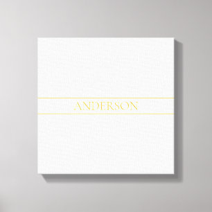 Eenvoudige Elegante Aanpasbare Tekst Goud Wit Canvas Afdruk