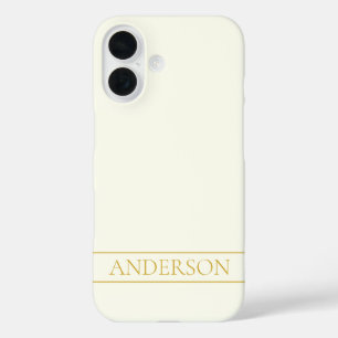 Eenvoudige Elegante Aanpasbare Tekst Goud Wit iPhone 16 Hoesje