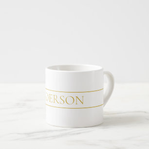 Eenvoudige Elegante Aanpasbare Tekst Goud & Wit Espresso Kop