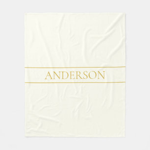 Eenvoudige Elegante Aanpasbare Tekst Goud Wit Fleece Deken