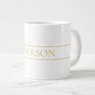 Eenvoudige Elegante Aanpasbare Tekst Goud & Wit Grote Koffiekop