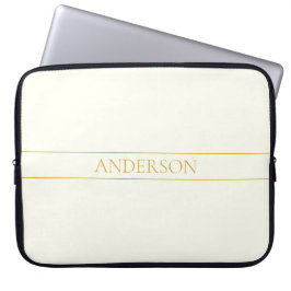 Eenvoudige Elegante Aanpasbare Tekst | Goud Wit Laptop Sleeve
