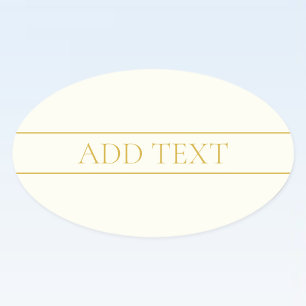 Eenvoudige Elegante Aanpasbare Tekst Goud Wit Ovale Sticker