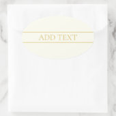 Eenvoudige Elegante Aanpasbare Tekst | Goud Wit Ovale Sticker (Tas)