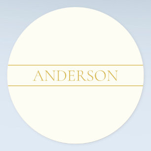 Eenvoudige Elegante Aanpasbare Tekst Goud Wit Ronde Sticker
