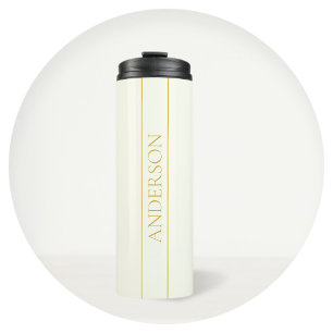 Eenvoudige Elegante Aanpasbare Tekst Goud Wit Thermosbeker