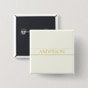 Eenvoudige Elegante Aanpasbare Tekst Goud Wit Vierkante Button 5,1 Cm