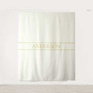 Eenvoudige Elegante Aanpasbare Tekst Goud Wit Wandkleed