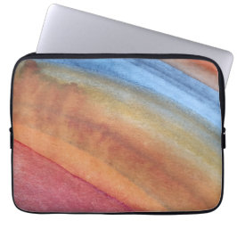Eenvoudige Elegante Abstracte Bruine Blauwe Rode W Laptop Sleeve
