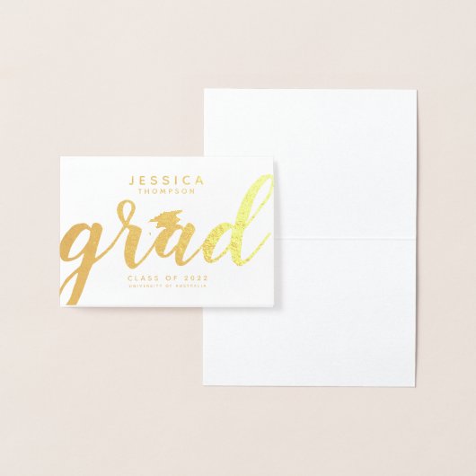 Eenvoudige Elegante Afstudeerkaart met Gouden Foli Folie Kaarten (Display)