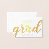 Eenvoudige Elegante Afstudeerkaart met Gouden Foli Folie Kaarten (Voorkant met envelop)
