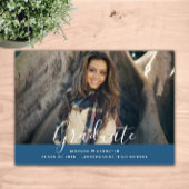 Eenvoudige elegante Afstuderen aankondiging | Blau