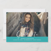 Eenvoudige elegante Afstuderen aankondiging | BLAU (Voorkant)