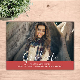 Eenvoudige elegante Afstuderen aankondiging | Rood