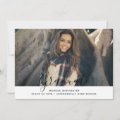 Eenvoudige elegante Afstuderen aankondiging | Wit (Voorkant)