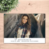 Eenvoudige elegante Afstuderen aankondiging | Wit